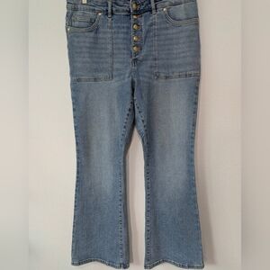 Michael Kors Women's Selma Flare High Rise Blue Jeans Slim Through Hip Sz 14